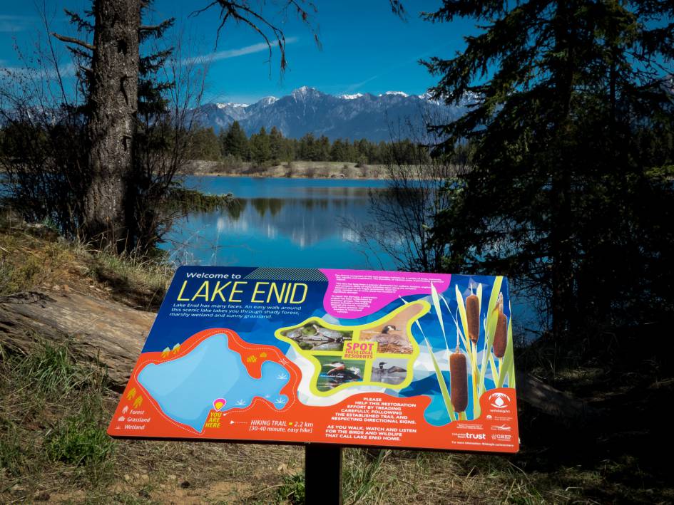 Wildsight interpretive sign at Lake Enid, near Wilmer BC
